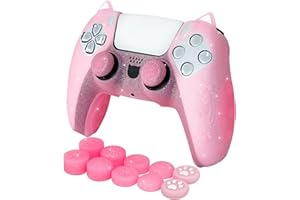 HLRAO Glitter Anti-Slip Protective Silicone Cover Skin Grips Compatible with PS5/Slim/Pro Controller,8 PCS Glitter Thumb Grip