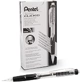 Pentel Twist Erase CLICK Mechanical Pencil, Pack of 12, (0.5mm), Clear Barrel, Black Grip, Box of 12 (PD275TA)