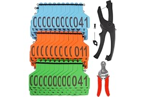 MUDUOBAN 150Pcs Z Tags 1-Piece Cattle Ear Tags with Number 001-050 for Livestock Sheep Goat Pig Dog Deer,Cattle Tags with Professional Ear Tagger Applicator and Remove Plier