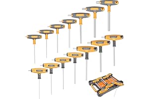 MULWARK 14 PC T-handle Allen Wrench Set Metric and Standard with T Handle Hex Key and Long Hex Driver Set |Christmas Gift|Wal