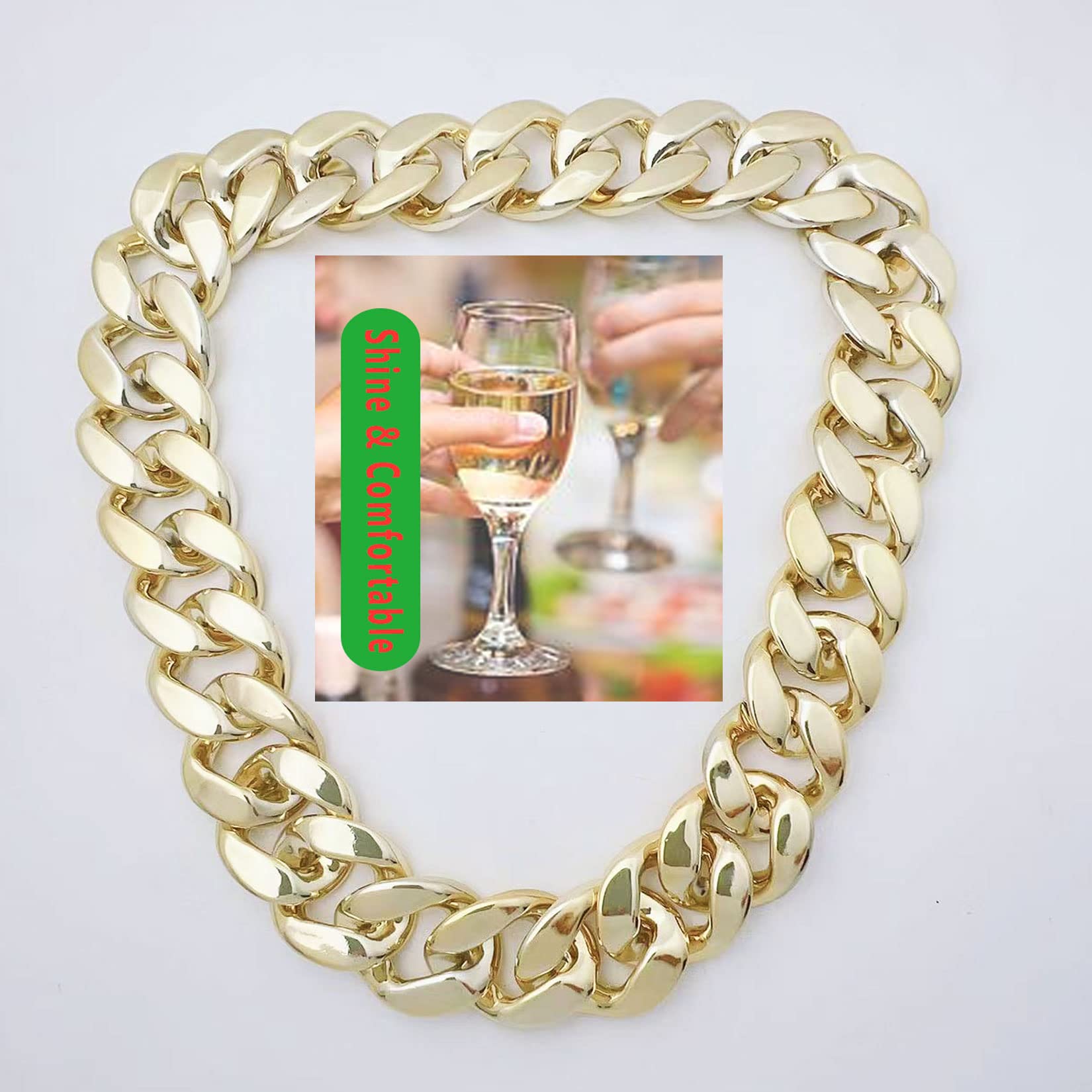 Markeny Men's Chunky Necklace, Rapper Fake Gold Chain 90s Hip Hop Fake Gold Necklace Costume Accessory (27.5 Inches*1.37inches)