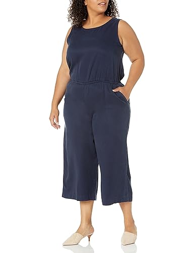 Daily Ritual Women's Tencel Sleeveless V-Back Jumpsuit, Navy, 12