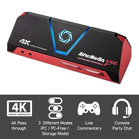 AVerMedia GC513 Live Gamer Portable 2 Plus (LGP2 Plus) – Jetzt Los auf Youtube & Twitch – 4k Pass-Through, Plug & Play, Gamep