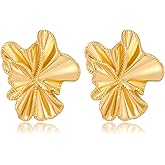 Large Gold Flower Earrings for Women Boho Statement Earrings Chunky Floral Earrings Summer Jewelry