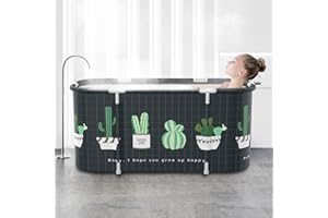JSQBSECL Portable Foldable Bathtub,Foldable Soaking Bathtub for Adults, Freestanding Bathtubs, Hot Bath Tub, Ice Bath, Family Bathroom SPA Tub 47.2x19.7x21.7inch (Cactus)