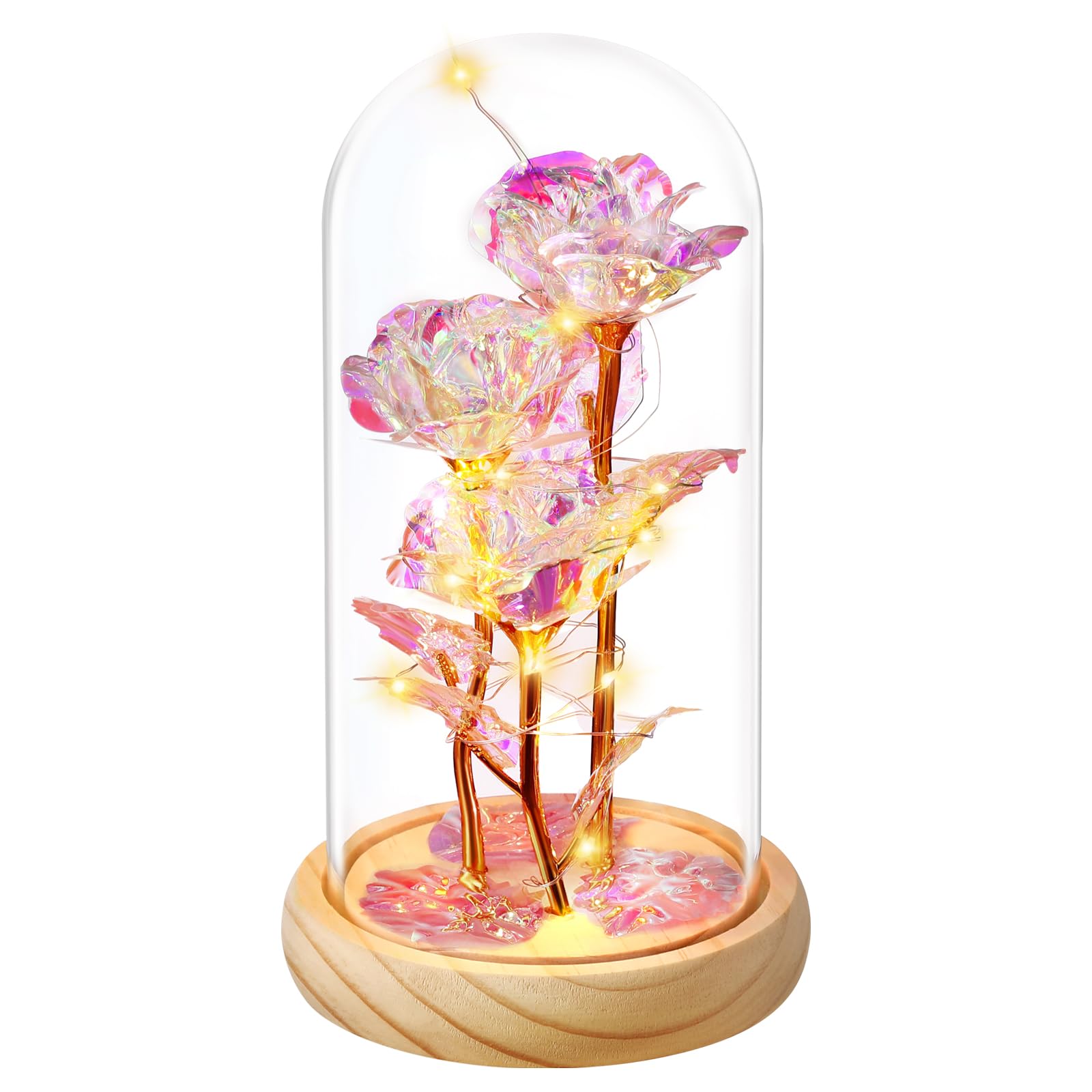 TRYQTYL First Day of School Teacher Gift, Light Up Rose in Glass Dome ...