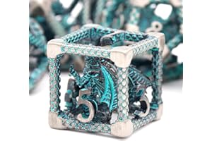 HNCCESG D&D Hollow Metal Polyhedral Dice Set for RPG and Tabletop Games-3D Silver Blue