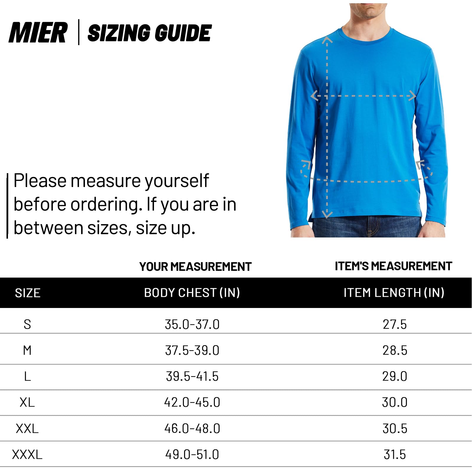 MIER Men Long Sleeve Soft Shirts Comfy Cotton T