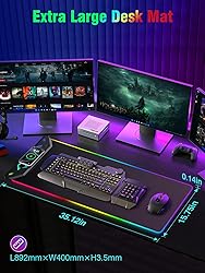 Gaming Mouse Pad RGB, 35"x15.8" Large Keyboard Desk