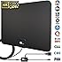 1byone HDTV Antenna, HD Digital Indoor TV Antenna Upgraded 2018 Version, 50-80 Miles Long Range with Amplifier Signal Booster for 1080P 4K Free TV Channels, Amplified 10ft Coax Cable
