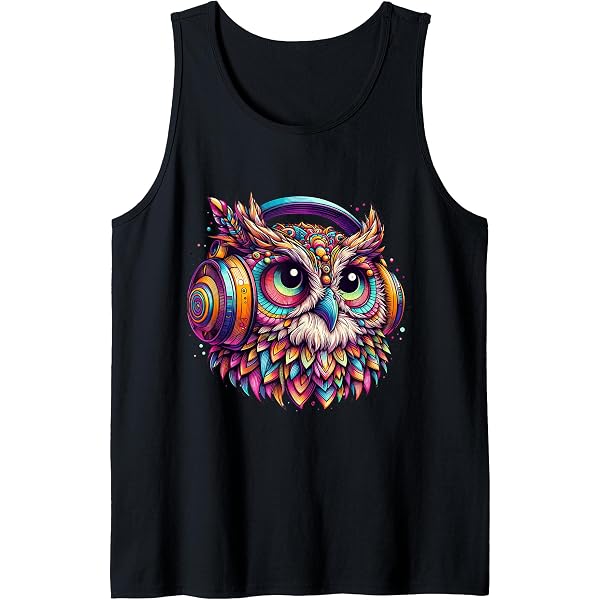 T-shirt Rainbow Owl House EDM Festival - Motif Hibou Floral Coloré, Coupe Classique Légère