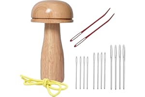 EYANKUNG Darning Mushroom Cute Wooden Sewing Tool Repair Make Mending with Sewing Needles Set Blunt Aluminum Bent Tip Tapestry Needles