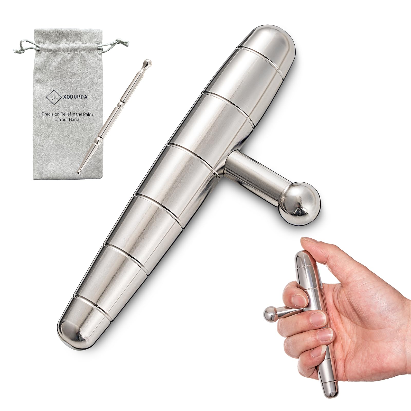 Photo 1 of 2 In 1  Points Massage Tool Stainless Steel T-Bar Deep Tissue Massage Tool for Pain Relief Full-Body Fascial Relaxation – Ideal for Shoulders, Neck, Legs, and Arms – Perfect for Sports Therapy