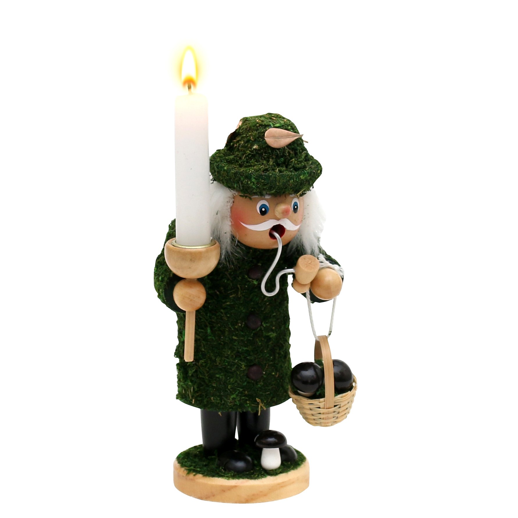 Dekohelden24 Beautiful Smoker Moss Man with Mushroom Basket and Candle Holder Approx. 18 cm 521228 Moss Man with Candle Holder — image 1