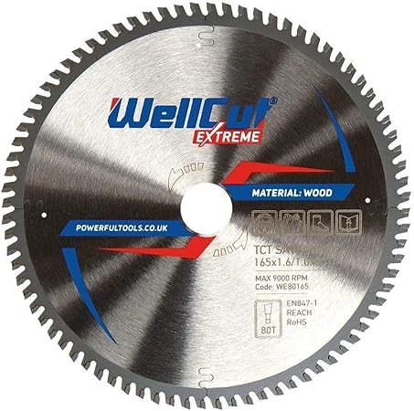 Wellcut Extreme Lame De Scie Circulaire 165 X 20 Mm 80 Dents Pour Festool Bosch Makita Dewalt Etc Pointe En Carbure De Tungstene Tct De Qualite Industrielle Amazon Fr Bricolage