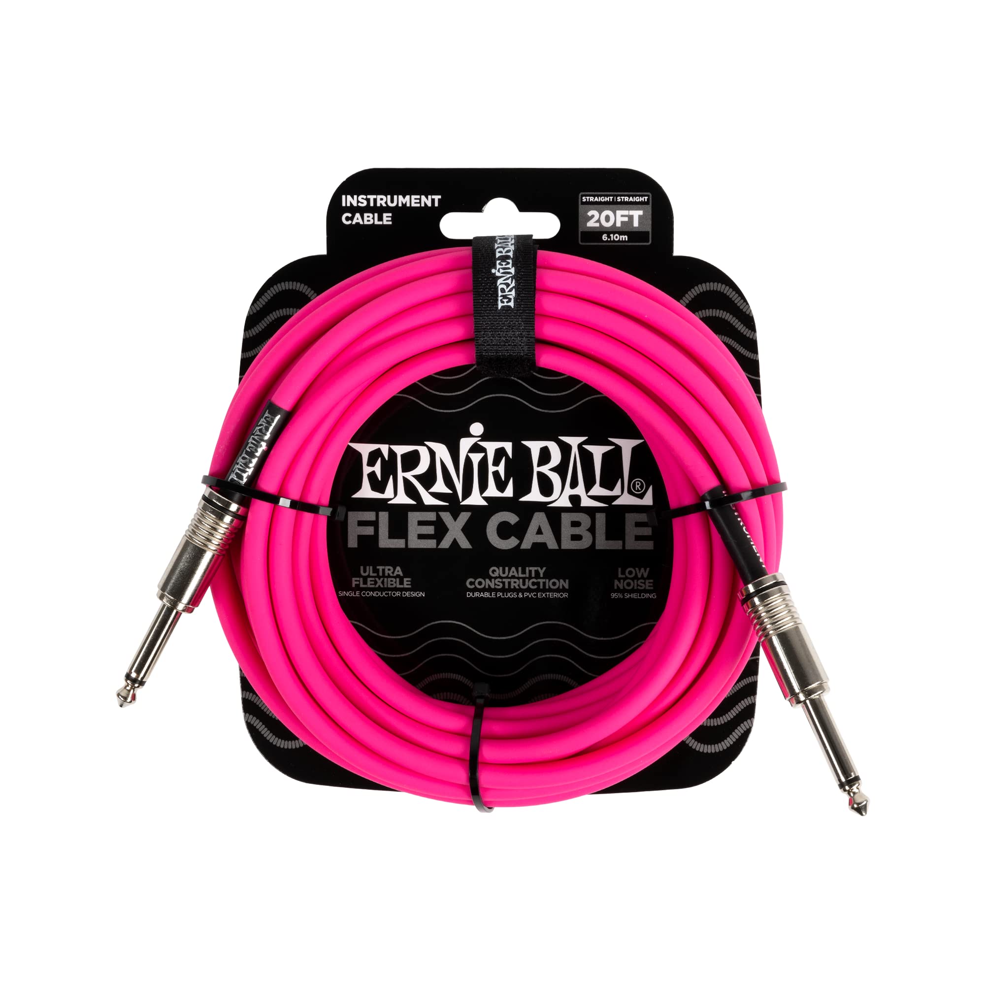 Ernie Ball Flex Instrument Cable Straight/Straight 20ft - Pink — image 1