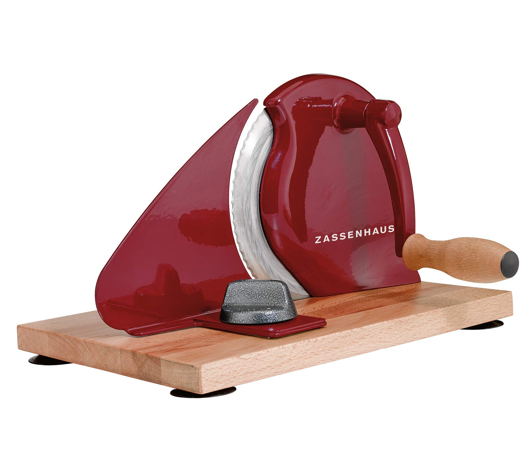 Photo 1 of Zassenhaus Manual Bread Slicer, Classic Hand Crank Home Bread Slicer (Red)