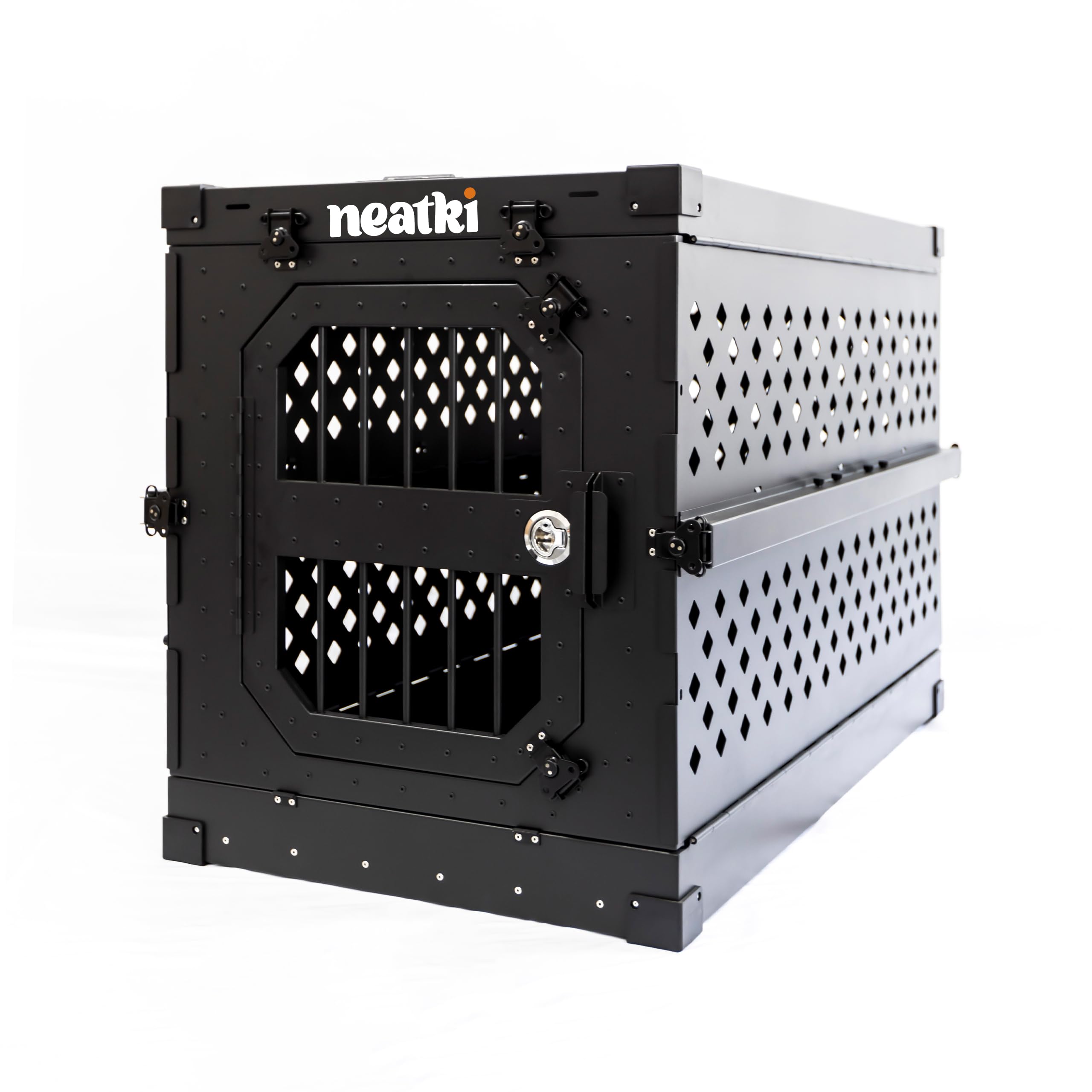 Photo 1 of Neatki Collapsible Heavy-Duty Dog Crate: Portable Powder-Coated Aluminum Crate for Medium to Large Dogs (Black, 40-Inch)