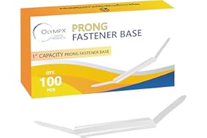 OLYMPX 100 Pcs of 1 Inch Capacity Premium Metal Paper Prong Fasteners Bases, 2.75 Inch Base for Paper File Clip Folder Accessories, Office Paper Clamp, Silver Box of 100