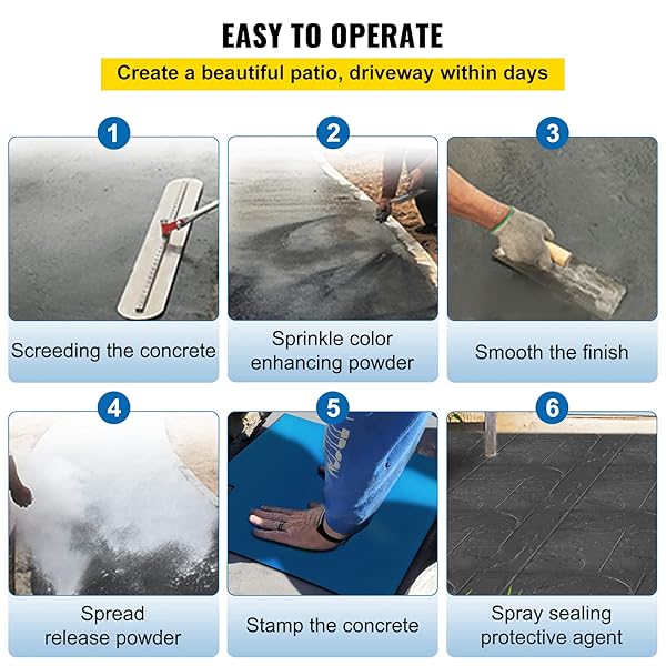 VEVOR CONCRETE TEXTURING SKIN, 24″X24″ CONCRETE STAMPS MATS SET, POLYURETHANE CONCRETE STAMPING MATS, SLATE CONCRETE STAMPS, 4 PCS REALISTIC CONCRETE TEXTURE MAT, CONCRETE STAMPS FOR WALLS/FLOORS