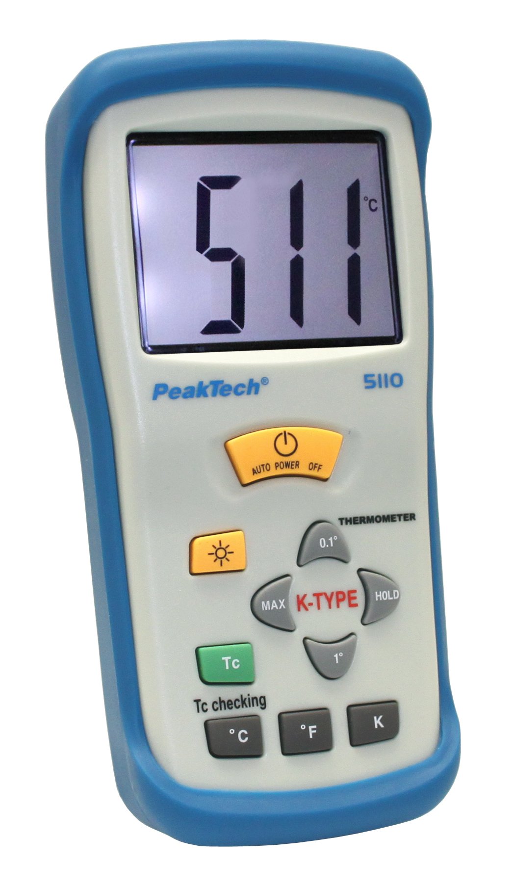PeakTech 1-Channel Digital Thermometer -50 °C to +1300 °C with Type K Temperature Sensor, 2000 Counts, Pack of 1, P 5110