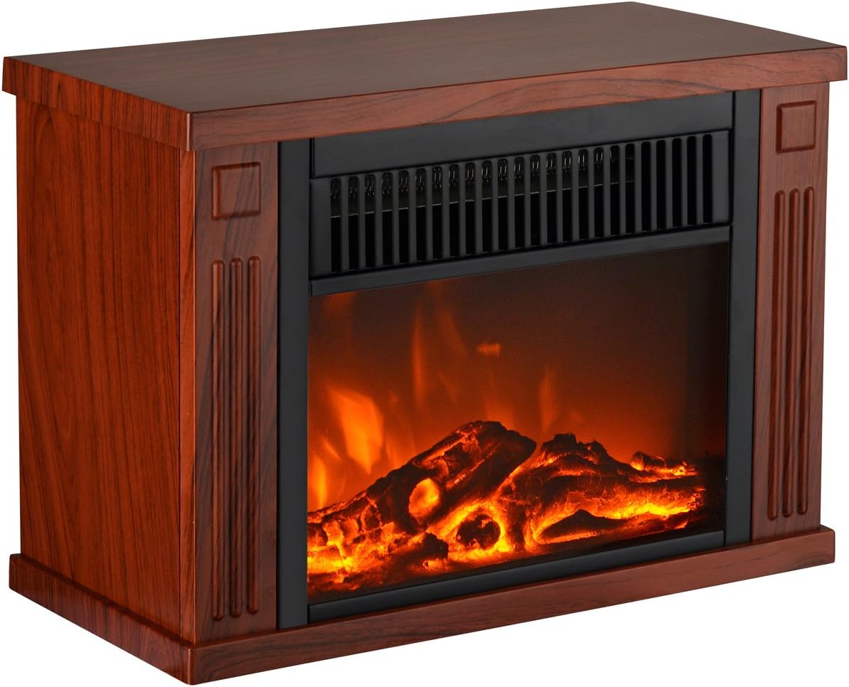 3GPlus 14" Mini Electric Fireplace Portable Heater Log Fuel