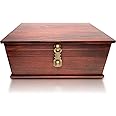 Blake & Lake Antique Style Wood Storage Box - Decorative box for Home or Office - Wooden Box with Hinged Lid Keepsake Box with Metal Latch