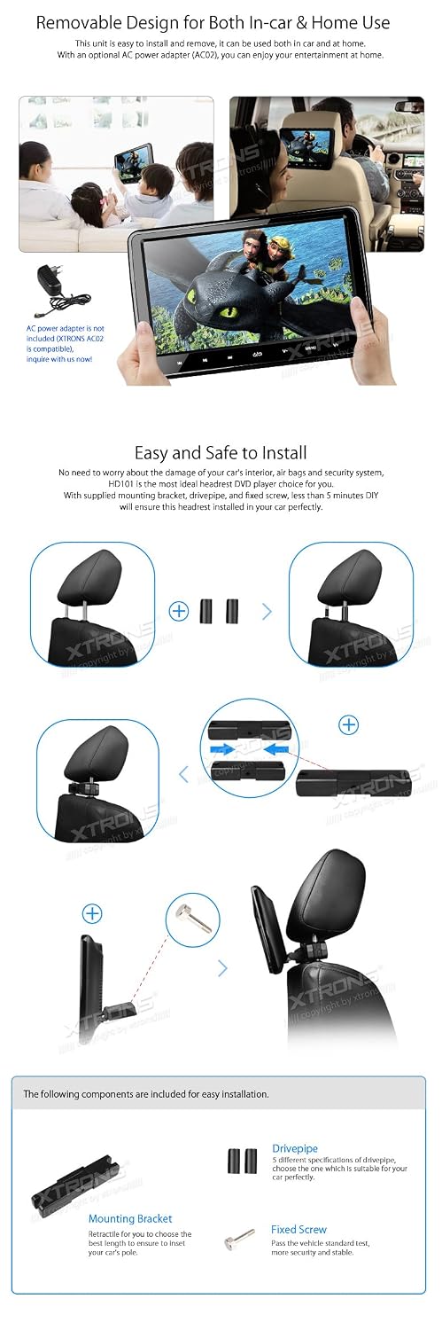 Amazon.com: XTRONS 2x 10.1 Inch Twins HD Digital Screen Car ...