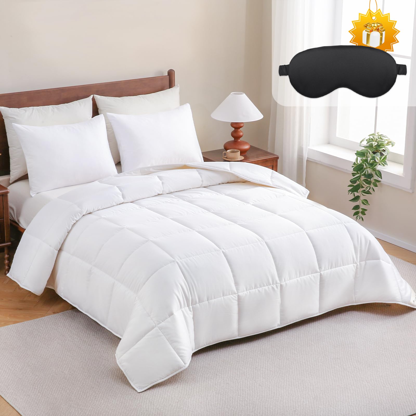 Photo 1 of YOUR MOON Luxurious All Season Wool Comforter Twin Size, 100% Natural Australian Wool Filling, Hypoallergenic Comforter Duvet Insert, Noiseless Cotton Shell (White)