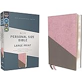 NIV, Personal Size Bible, Large Print, Leathersoft, Pink/Gray, Red Letter, Comfort Print