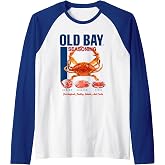 Old Bay Retro Crab and Seafood Seasoning Foodie Raglan Baseball Tee