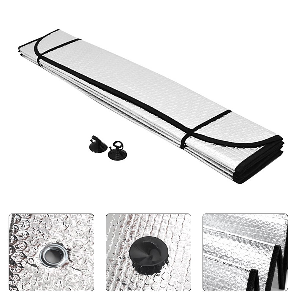 Hippih Car Windshield Sunshade + Bonus Product Foldable Reflective Sun Visor Universal Fit Hassle-Free Car Sun Shade Keeps Your Vehicle Cool Excellent UV Reflector