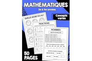 Mathématiques Concepts variés: 50 pages de pratique pour les élèves de 3e et 4e