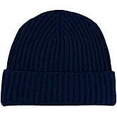 Shorts of Hawick Men's Ribbed 100% Cashmere Beanie Hat - Navy Blue - Made in Scotland by Love Cashmere