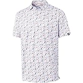 DTWOOO Men' s Golf Shirts Short Sleeve Print Performance Moisture Wicking Dry Fit Golf Polo Shirts for Men