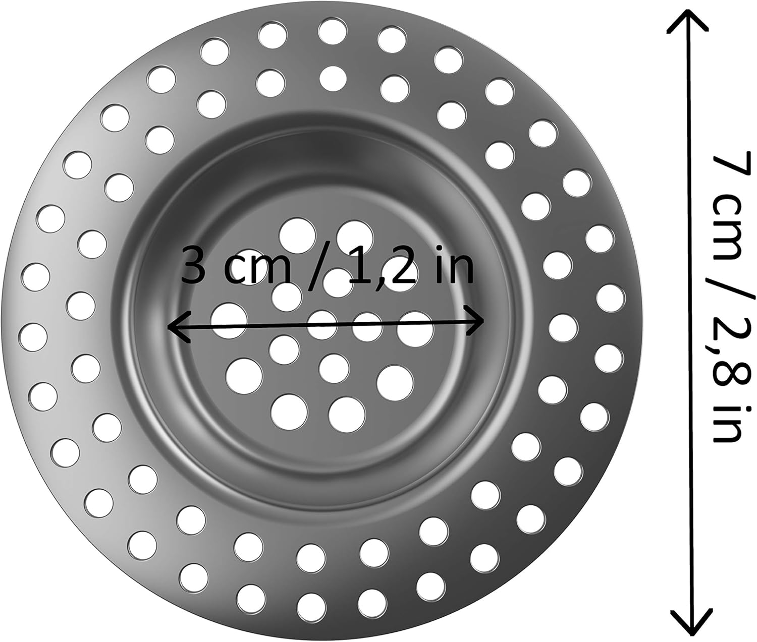 Kitchen Helpis® Sink Plug Strainer 4-pieces Set, 14g Sink Strainer, 4pcs. metal, sink plug, stainless steel strainer - Image 3