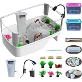 Small Turtle Tank Habitat Kit with Basking Platform, for Turtles, Crayfish, Crab, Aquatic Tortoise Enclosure Starter Aquarium, Pet Turtle Reptile Habitat
