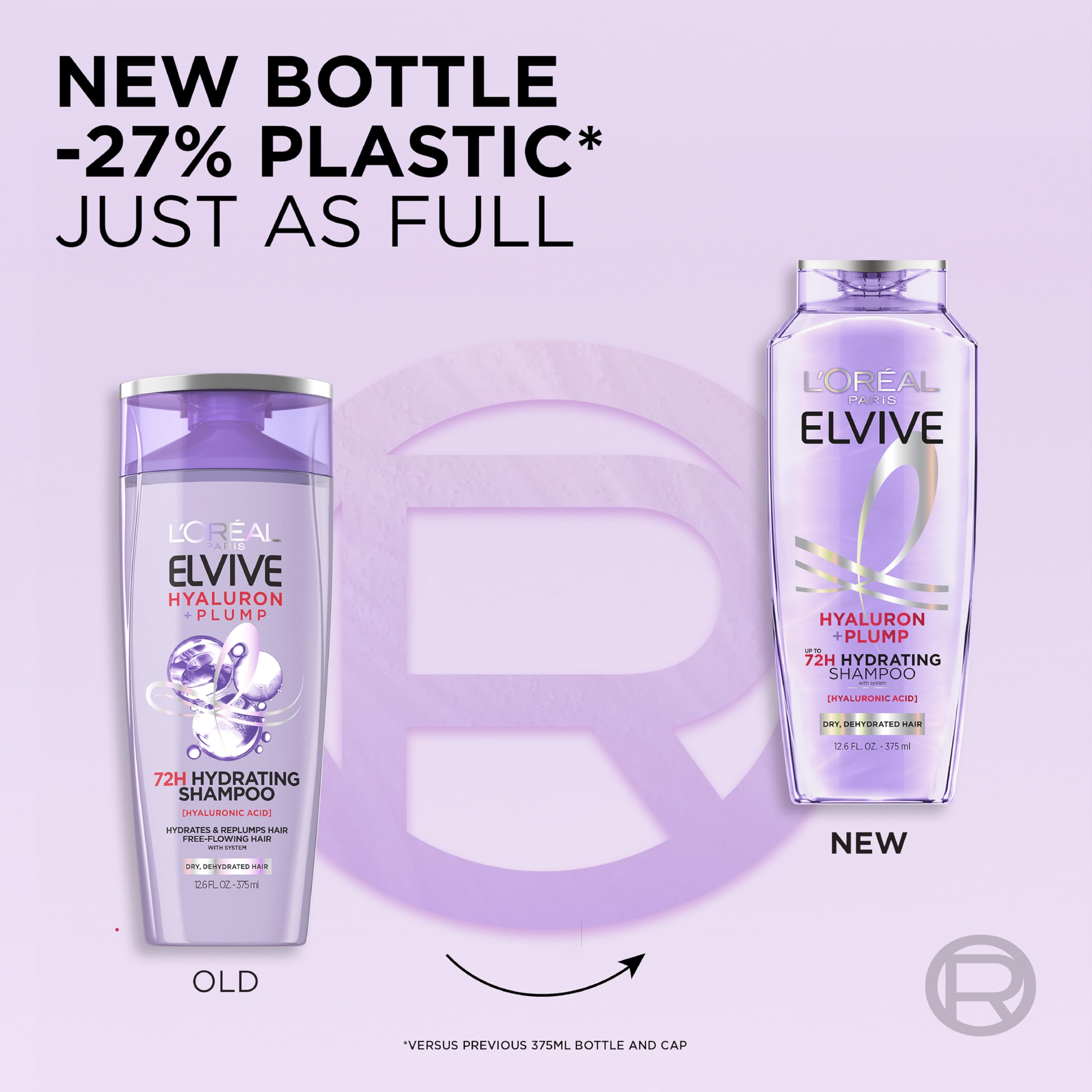 L'Oreal Paris Elvive Hyaluron Plump Hydrating Shampoo for Dehydrated, Dry Hair Infused with Hyaluronic Acid Care Complex, Paraben-Free, 12.6 Fl Oz