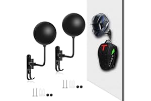 TPard Motorcycle Helmet Holder Wall Mount Helmet Rack 180° Rotation Helmet Hanger with 2 Hooks, 2 Pack