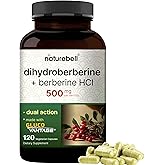 NatureBell Dihydroberberine with Berberine HCl - 120 Vegetarian Capsules - 500mg Dual Action Complex with GlucoVantage for High Absorption - Balanced Sugar & Heart Health Support*
