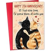 Beixian Funny 7th Anniversary Card for Women Men, Unique 7 Year Copper Anniversary Card Gifts for Him Her, Romantic 7th Weeding Card for Boyfriend Girlfriend Husband Wife