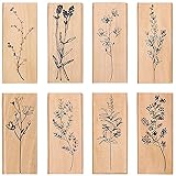 Dizdkizd 8 Pieces Wood Mounted Rubber Stamps, Plant