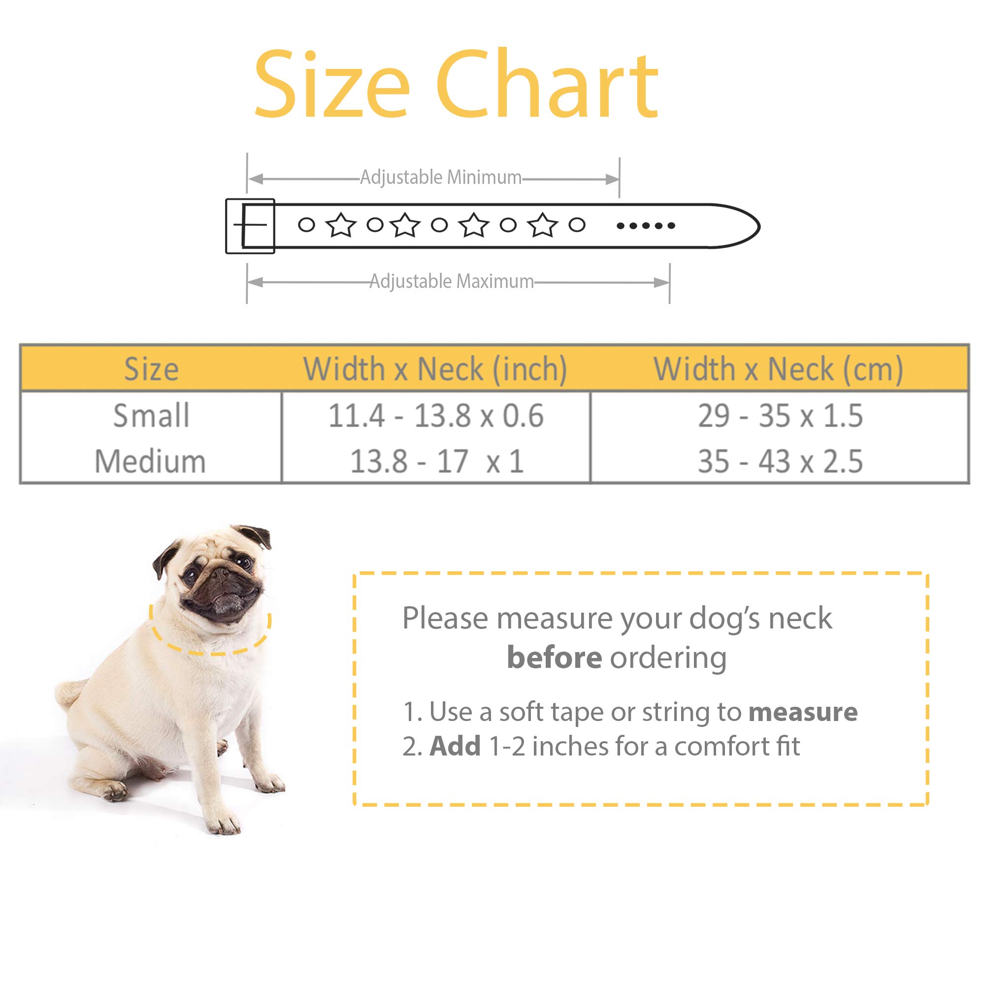 medium dog collar size in cm