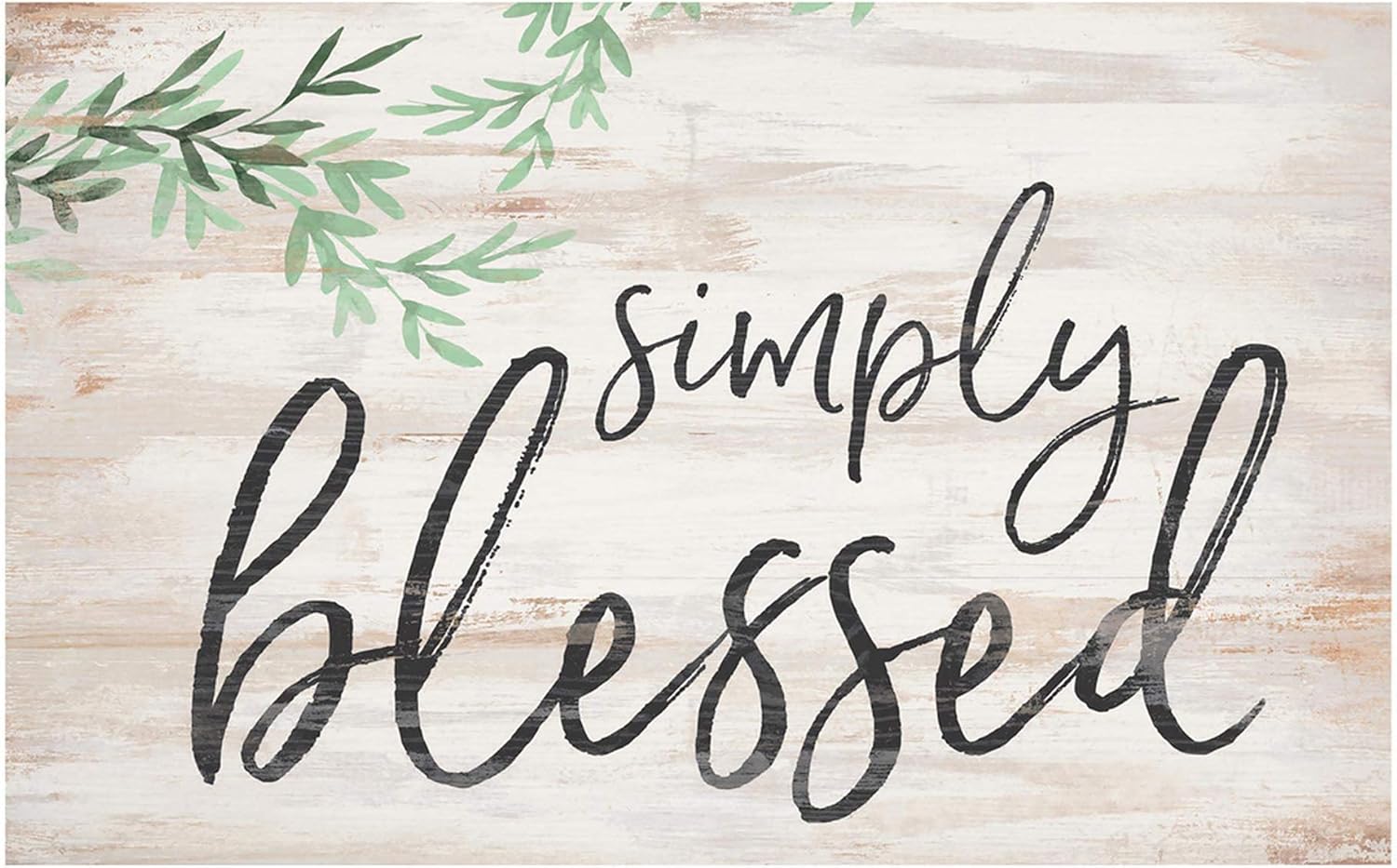 P. Graham Dunn Simply Blessed Greenery Whitewash 17 x 10.5 Wood Pallet Wall Plaque Sign