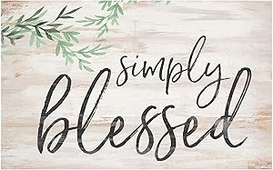 P. Graham Dunn Simply Blessed Greenery Whitewash 17 x 10.5 Wood Pallet Wall Plaque Sign