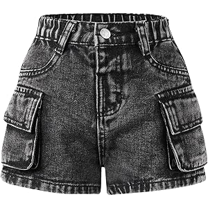 SOLY HUX Toddler Girl's Cargo Jean Shorts High Waisted Y2k Summer Denim Shorts with Pockets