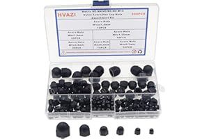 HVAZI 6 Sizes Metric M3 M4 M5 M6 M8 M10 Black Nylon Acorn Hex Cap Nuts Assortment Kit
