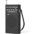 Goodes AM FM Radio Portable for Home Outdoor, Transistor Radio 2AA Battery Operated with Long Range Reception, Loud Speaker, Transistor Antenna, Earphone Jack, Small Gifts for Seniors Elderly-Black