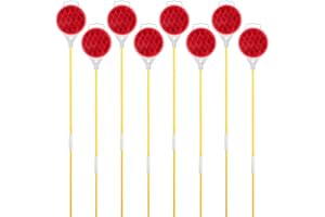 DXSIGN Reflectors for Driveway Entrance Orange Reflective Driveway Markers Snow Plow Markers Plow Markers 51 Inch Yellow Fiberglass Pole Double Sided Reflector for Driveway (8-Pack)