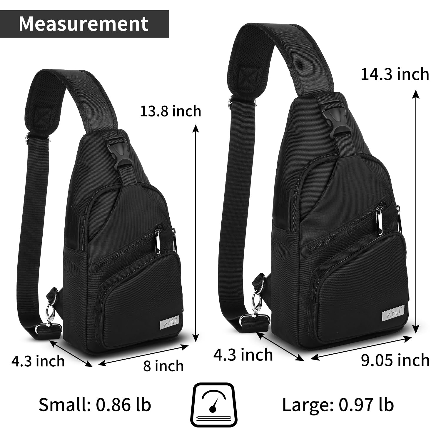 AMJ Crossbody Sling Bag Men Women, Casual Shoulder Backpack, Chest Daypack Satchel for Hiking Travel
